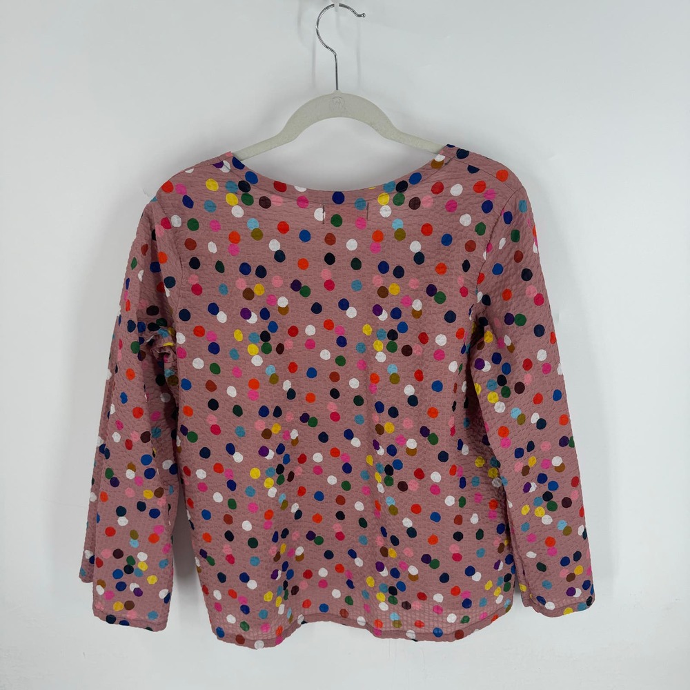 Doops. Australia Pink Polka Dot Multicolor Print Flowy Top Size Large - Picture 2 of 7
